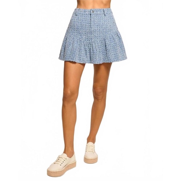 NWT RAMY BROOK MINI TWEED DENIM SKIRT - Picture 4 of 5